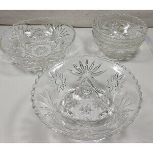 Vintage Glass Star of David Round Shaped Prescott Dinnerware Serving Bowls Set 4